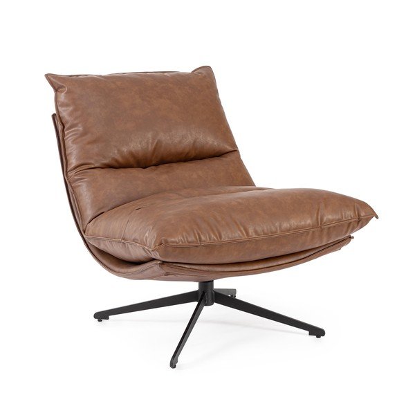 Konjako rudos spalvos krėslas su sandėliavimo dėže iš dirbtinės odos Alanez – Bizzotto