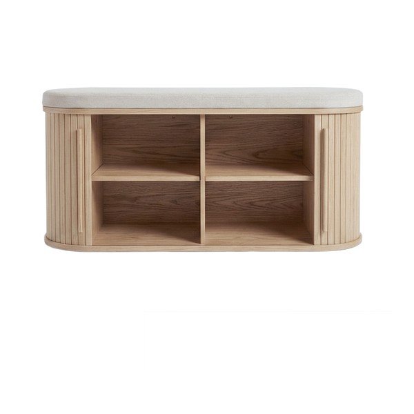 Natūralios spalvos paminkštinto audinio suolas Meta – Unique Furniture-image-1