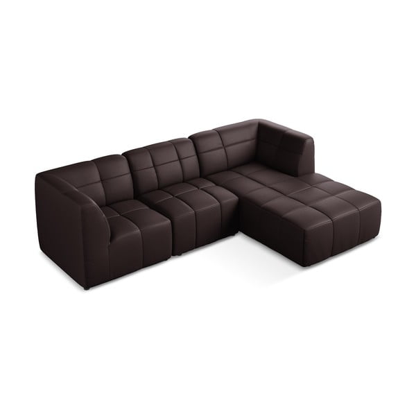 Tamsiai violetinės spalvos iš dirbtinės odos kampinė sofa (su dešiniuoju kampu/su gultu) Aloha – Makamii-image-3