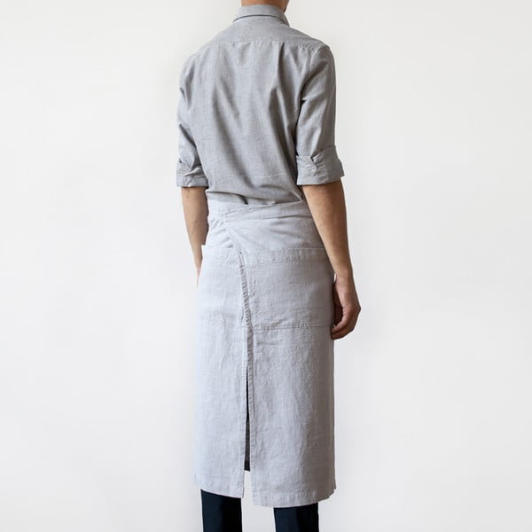 Šviesiai pilka lininė prijuostė Linen Tales Garcon, 76 cm ilgio-image-1