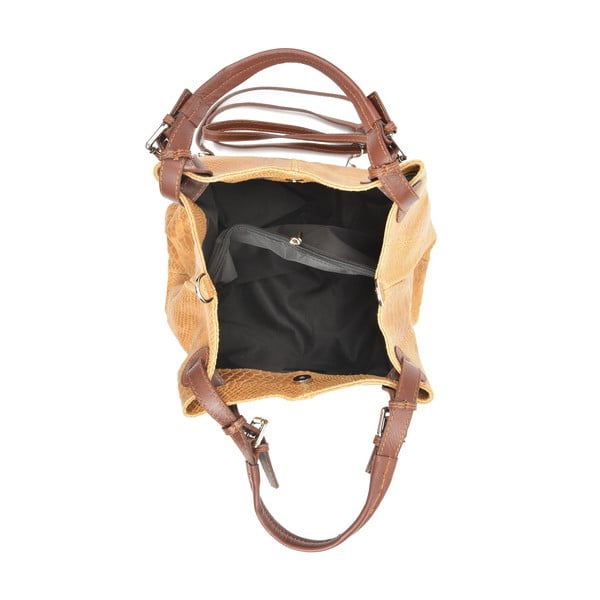 Tamsiai ruda odinė rankinė Luisa Vannini Python Cognac-image-3