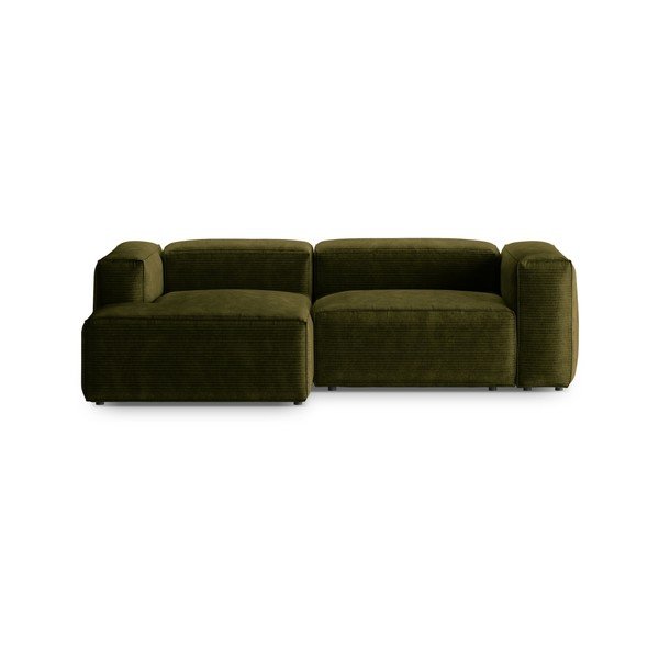 Žalios spalvos iš kordinio velveto kampinė sofa (su kairiuoju kampu/su gultu) Bergamo – Cosmopolitan Design