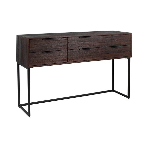 Tamsiai rudos spalvos iš tikmedžio masyvo šoninė spintelė Webster – White Label-image-2