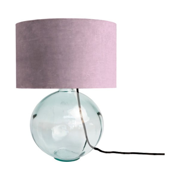 Violetinės spalvos rankų darbo stiklo lempa su aksominiu atspalviu "Velvet Atelier