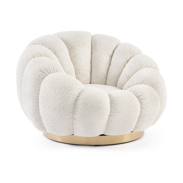 Kreminės spalvos pasukamas krėslas iš boucle Florel – Bizzotto