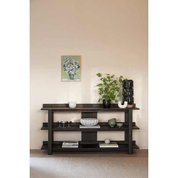 Tamsios natūralios spalvos konsolinis staliukas su ąžuolo dekoro stalviršiu 43x150 cm Kilian – Rowico-image-4