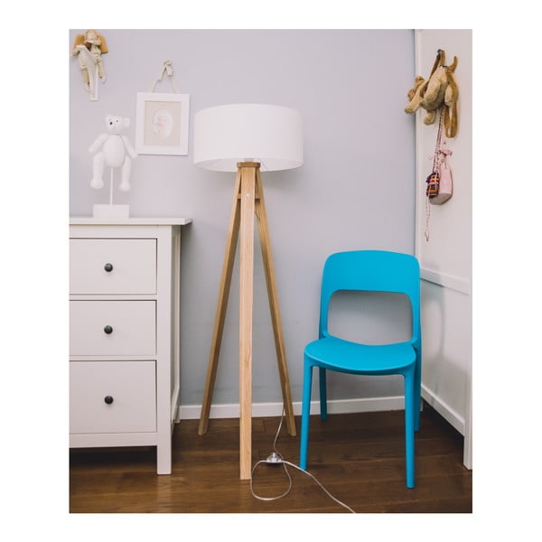 Grindų šviestuvas su baltu gaubtu ir juodai baltu kabeliu Ragaba Wanda-image-3