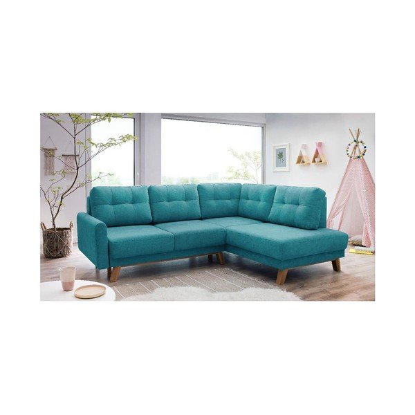 Turkio spalvos Bobochic Paris Balio kampinė sofa-lova, dešinysis kampas, 244 cm-image-3