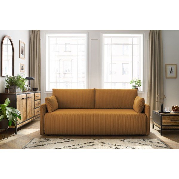 Iš kordinio velveto sulankstoma sofa garstyčių spalvos 211 cm Marcel – Bobochic Paris-image-1