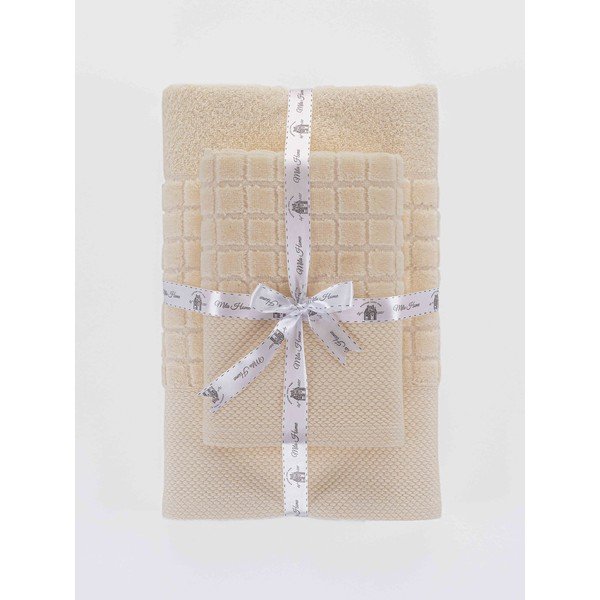 Iš frote audinio iš medvilnės vonios rankšluosčių rinkiniai baltos spalvos 2 vnt. Square – Mila Home-image-3