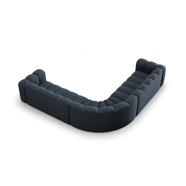 Mėlynos spalvos iš šenilinio audinio modulinė kampinė sofa Lupine – Micadoni -image-3