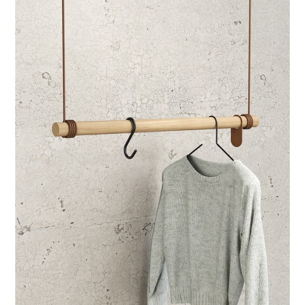 Natūralios spalvos iš ąžuolo masyvo sieninė lentyna 80 cm Swing M – LIND DNA-image-2