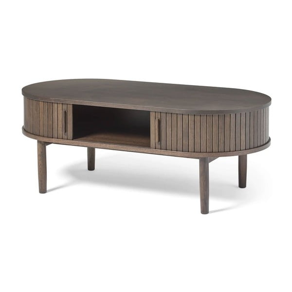 Tamsios natūralios spalvos kavos staliukas iš ąžuolo 60x120 cm Meta – Unique Furniture-image-1