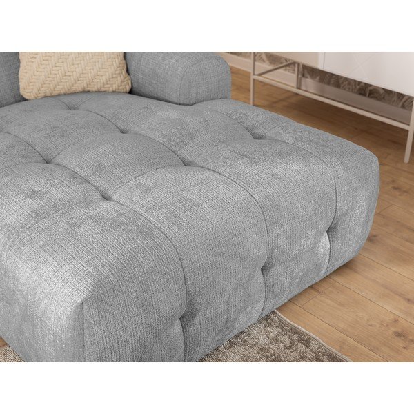 Šviesiai pilkos spalvos kampinė sofa (su dešiniuoju kampu/su gultu) Melva – Ropez-image-3