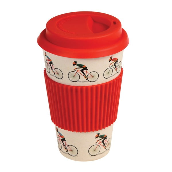 Bambukinis kelioninis puodelis su raudonomis detalėmis Rex London Le Bicycle, 400 ml
