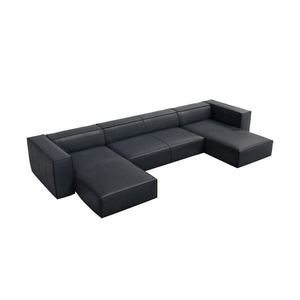 Iš odos kampinė sofa tamsiai mėlynos spalvos („U“ formos) Madame – Windsor & Co Sofas-image-1