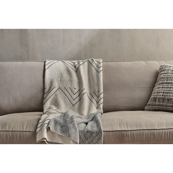 Smėlio ir juodos spalvos medvilninis pledas Nkuku Kosumi Peak, 180 x 125 cm-image-1