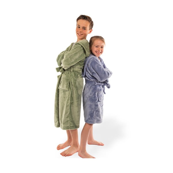 Iš mikropliušo vaikiškas chalatas žalios spalvos Delux – Tiseco Home Studio-image-4