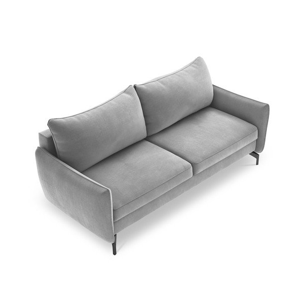 Šviesiai pilka aksominė sofa-lova Interieurs 86 Stendhal-image-4