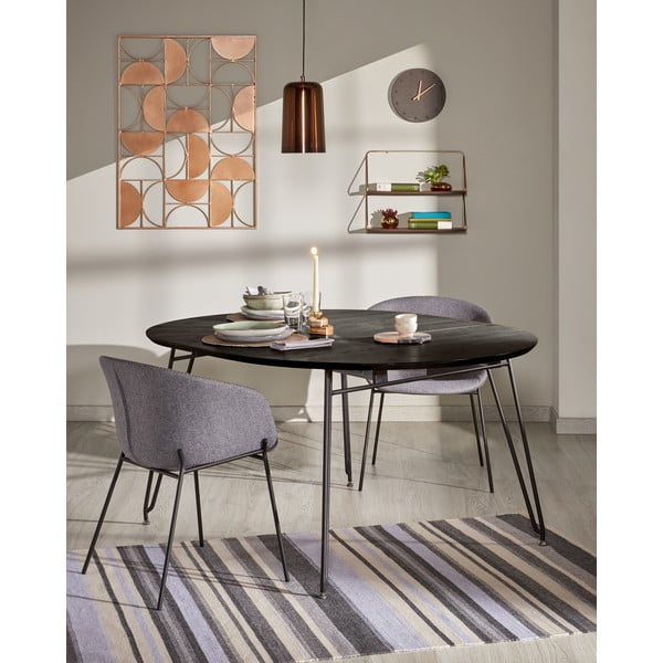 Apvalios formos prailginamas valgomojo stalas su uosio dekoro stalviršiu ø 120 cm Norfort – Kave Home-image-1