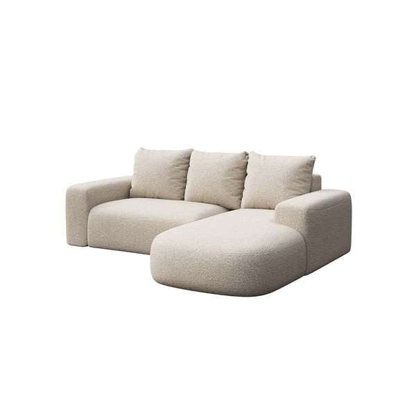 Kampinė sofa kreminės spalvos iš boucle (su dešiniuoju kampu) Feiro – MESONICA-image-2