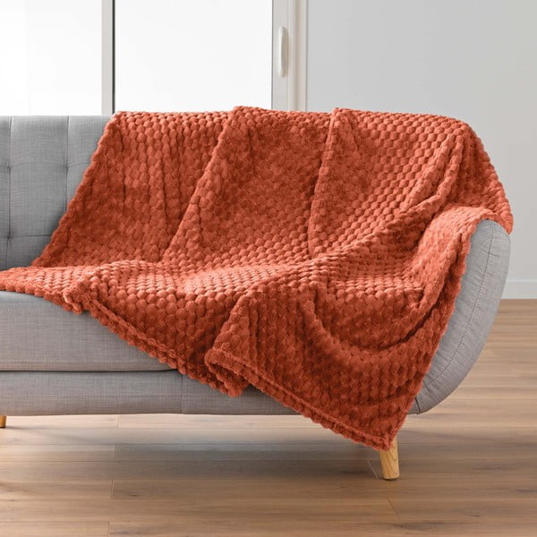 Terakotos spalvos iš mikroflanelės antklodė ir pledas 125x150 cm Mini Frosty – douceur d'intérieur-image-1