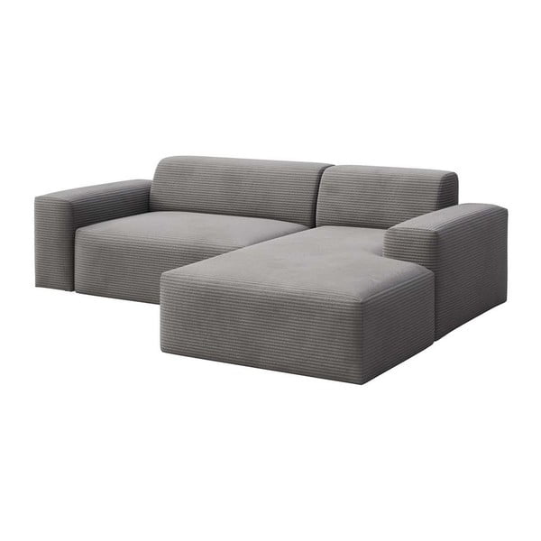Pilkos spalvos iš kordinio velveto sulankstoma/su sandėliavimo vieta kampinė sofa (su dešiniuoju kampu/su gultu) Villet – Rodier-image-2