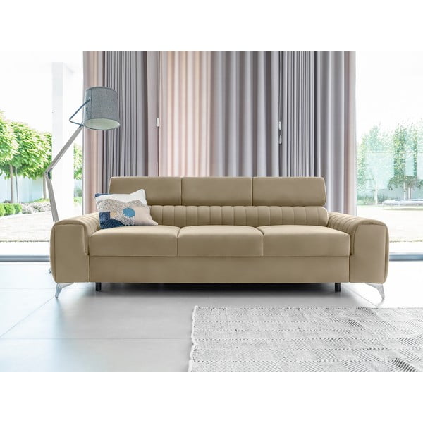 Šviesiai rudos spalvos iš velveto sulankstoma sofa 261 cm Laurence – ELTAP-image-3