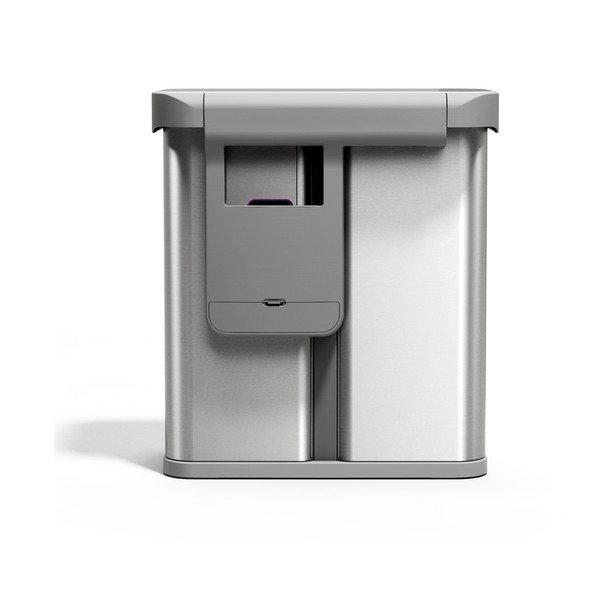 Sidabrinės spalvos iš plieno šiukšliadėžė 34+24 l rūšiavimui/bekontaktė Dual Sensor – simplehuman-image-2