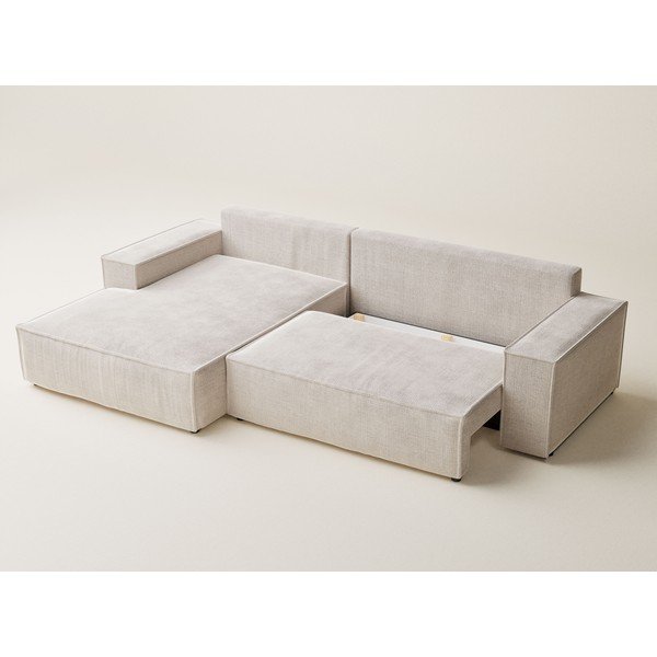 Kreminės spalvos sulankstoma/su sandėliavimo vieta kampinė sofa iš šenilinio audinio (su kairiuoju kampu/su gultu) Maze – Maison de Rêve-image-3