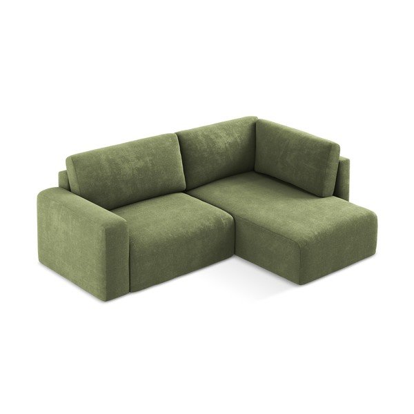 Žalios spalvos sulankstoma/su sandėliavimo vieta kampinė sofa iš šenilinio audinio (su dešiniuoju kampu/„L“ formos) Kona – Makamii-image-3