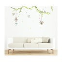 Sienų lipdukų rinkinys su paukščių miške iliustracija Ambiance