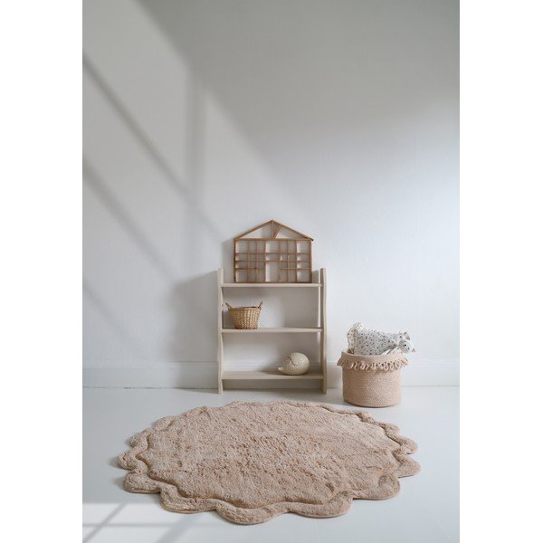 Skalbiamas/rankų darbo iš medvilnės apvalios formos kilimas šviesiai rožinės spalvos ø 110 cm Sweet April Nude – Nattiot-image-2