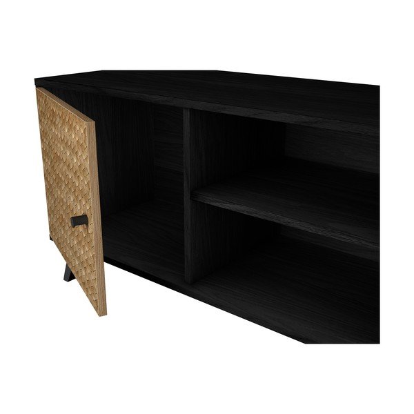 Juodas TV staliukas iš egzotinės medienos 136x53 cm Hanoi - Marckeric-image-1