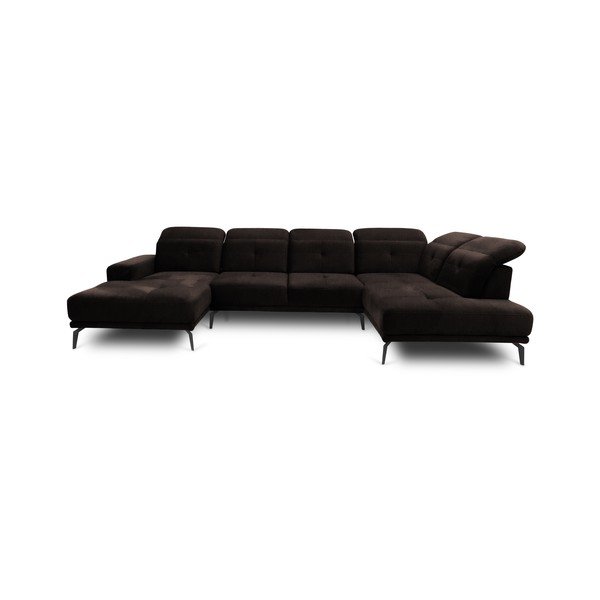 Tamsiai rudos spalvos kampinė sofa (su dešiniuoju kampu/„U“ formos) Bretan – ELTAP