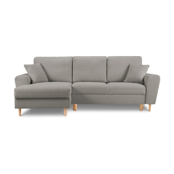 Šviesiai pilkos spalvos iš boucle sulankstoma/su sandėliavimo vieta kampinė sofa (su kairiuoju kampu/su gultu) Kyoto – Cosmopolitan Design