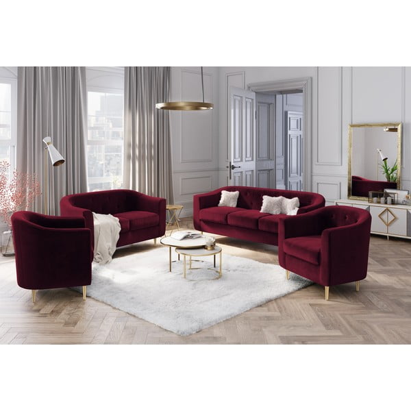 Raudonas aksominis krėslas Kooko Home Corde-image-1