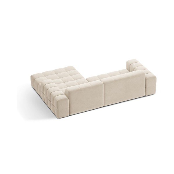 Kreminės spalvos kampinė sofa iš velveto (su dešiniuoju kampu/su gultu) Chicago – Cosmopolitan Design-image-2