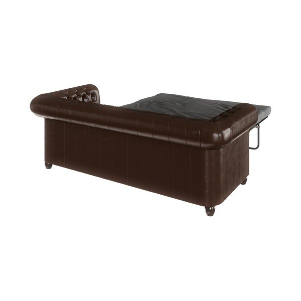 Tamsiai ruda sofa-lova iš odos imitacijos 203 cm York - Ropez-image-4