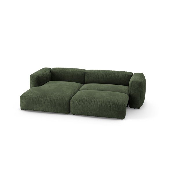 Žalios spalvos sulankstoma modulinė kampinė sofa iš velveto (su kairiuoju kampu/su gultu) – Micadoni -image-3