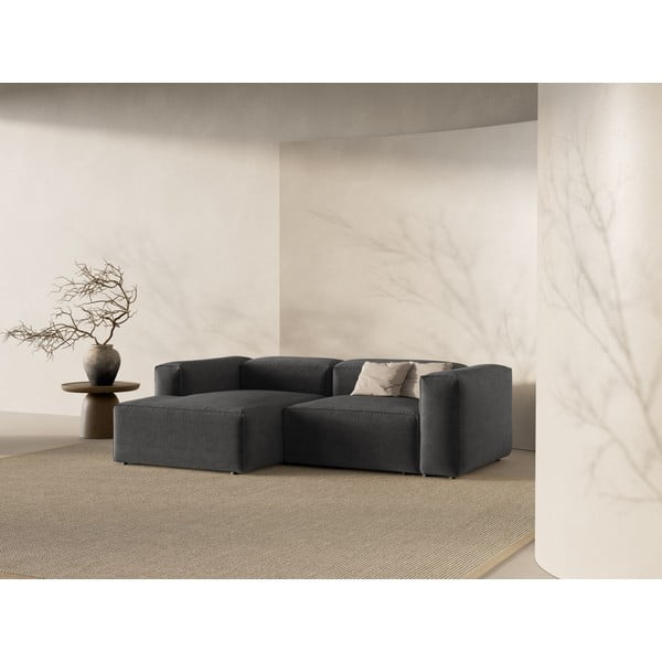 Tamsiai pilkos spalvos kampinė sofa (su kairiuoju kampu/su gultu) Bergamo – Cosmopolitan Design-image-1