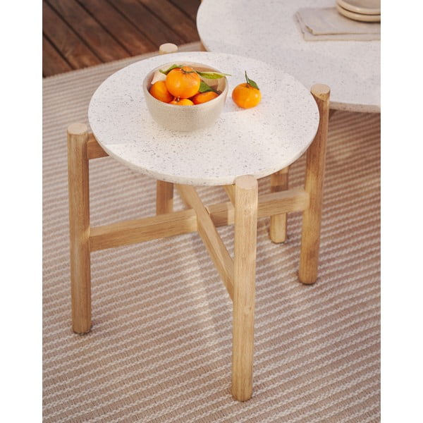 Apvalios formos šoninis stalas su terrazzo stalviršiu ø 54,5 cm Pola – Kave Home-image-1