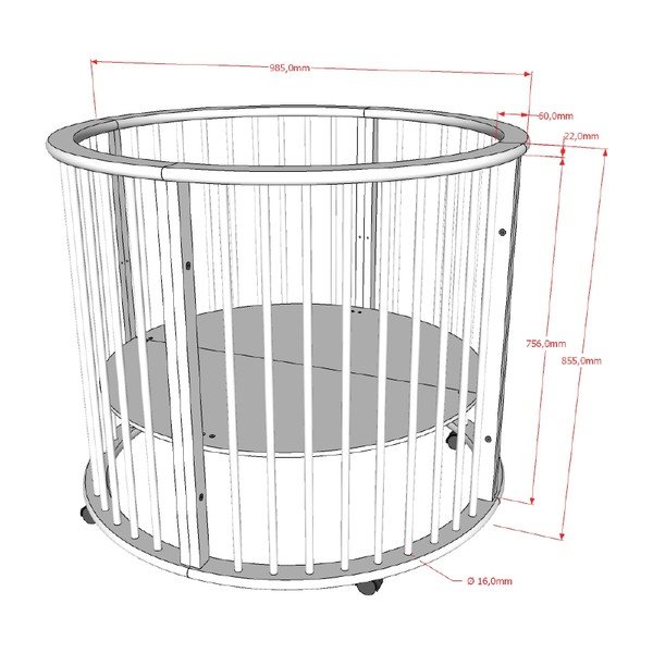 Rudos spalvos iš buko masyvo maniežas vaikams 90x90 cm Dino – Vipack-image-3