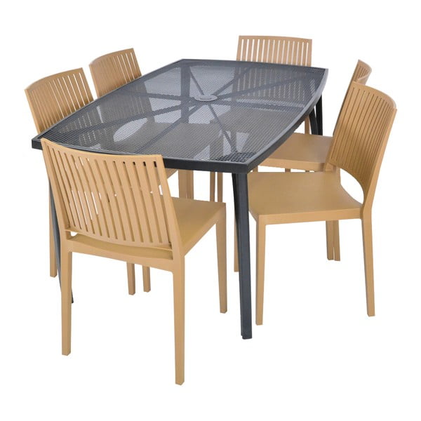 Rudos spalvos plastikinė sodo kėdė Bars - Rojaplast-image-1