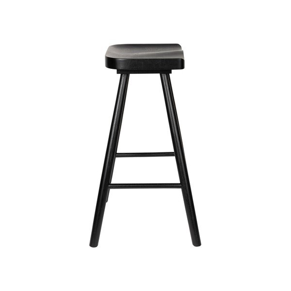 Juodos spalvos iš ąžuolo masyvo baro taburetė (sėdynės aukštis 65,5 cm) Vander – White Label-image-3