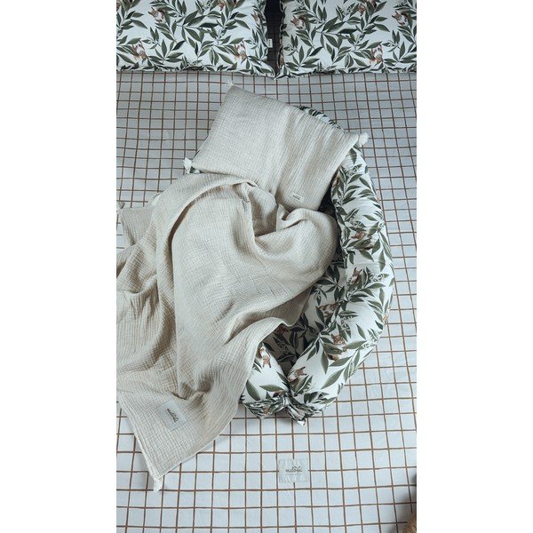 Iš muslino vaikiškos patalynės ir pagalvės komplektas kreminės spalvos 100x130 cm Muslin Linen – Malomi Kids-image-1