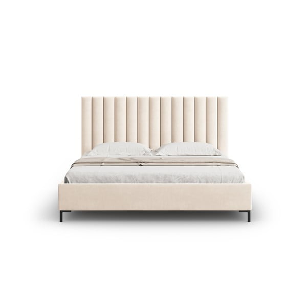 Dvigulė lova smėlio spalvos audiniu dengta su sandėliavimo vieta su lovos grotelėmis 180x200 cm Casey – Mazzini Beds-image-4
