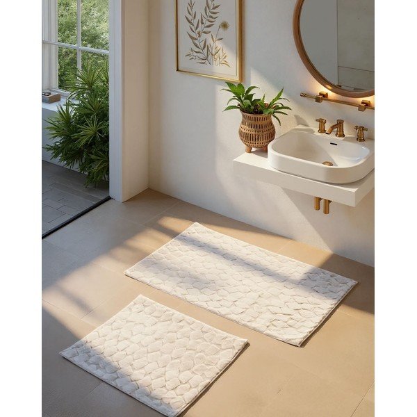 Kreminės spalvos vonios kilimėliai 2 vnt. 60x100 cm Rabbit – Foutastic-image-1