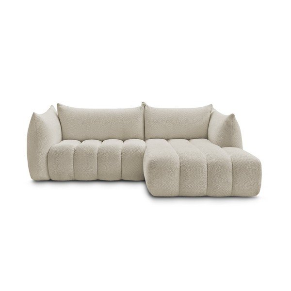 Smėlio spalvos kampinė sofa iš boucle (su dešiniuoju kampu/su gultu) Azra – Bobochic Paris