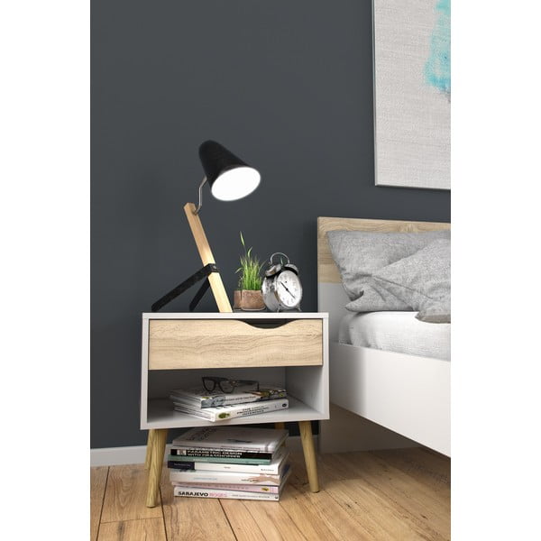 Baltos spalvos/natūralios spalvos naktinis staliukas Oslo – Tvilum-image-4
